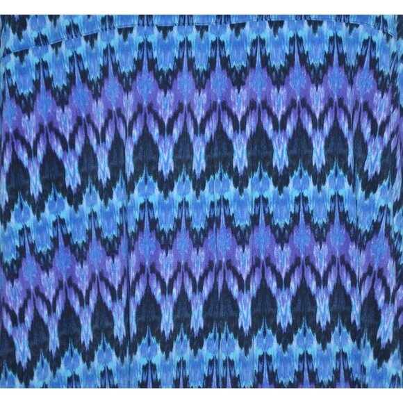 Catherines Plus 3X 26W 28W Half Button 3/4 Sleeve Blouse Top Purple Blue Print - Picture 7 of 9